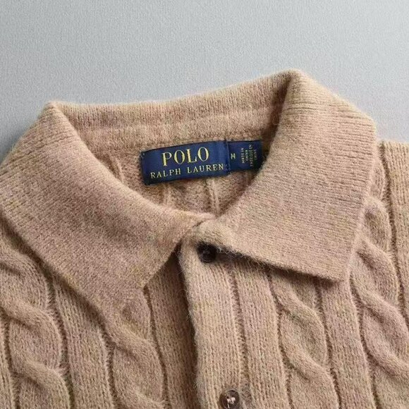 Polo by Ralph Embroidered cable knit collar women's wool sweater - Picture 5 of 7